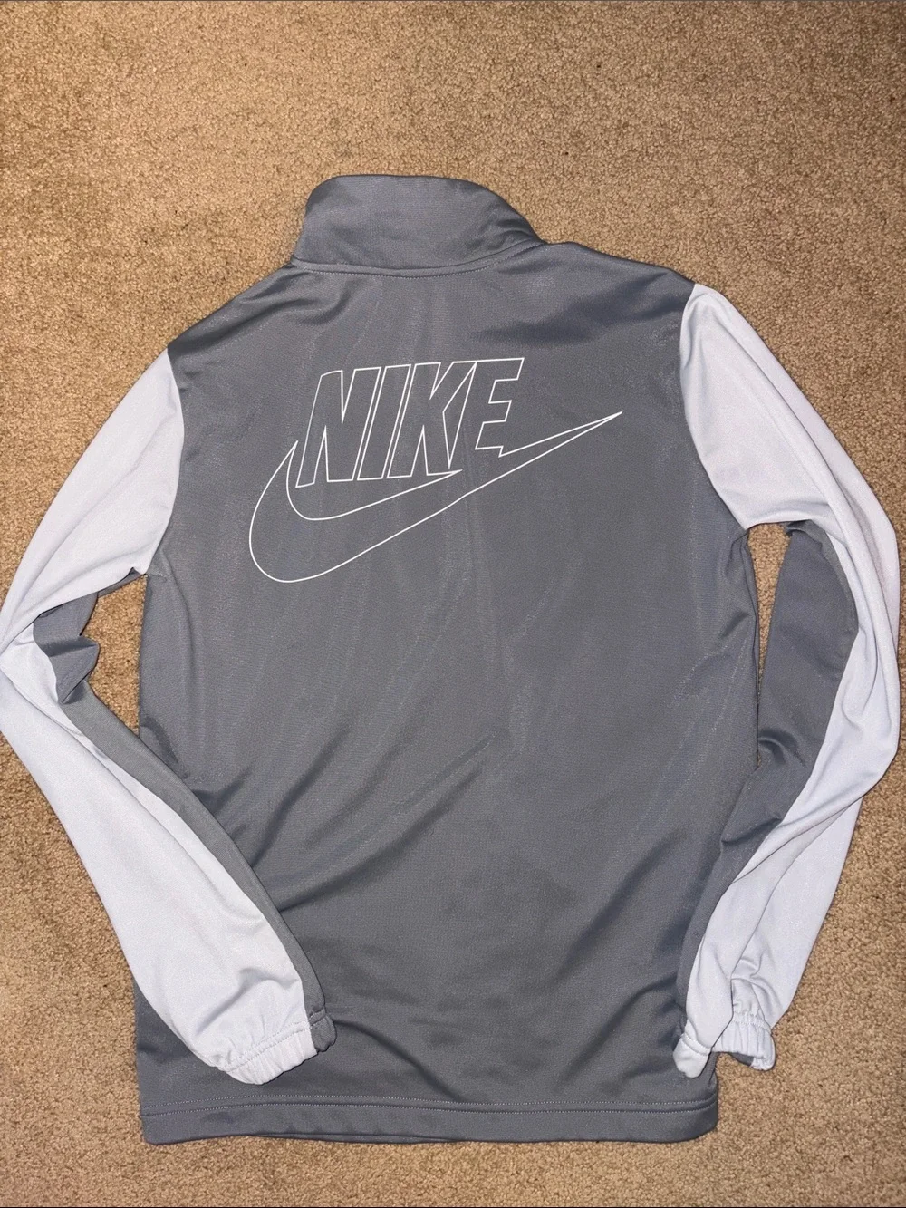 Nike Men's Gray and White Full-Zip Windbreaker Jacket